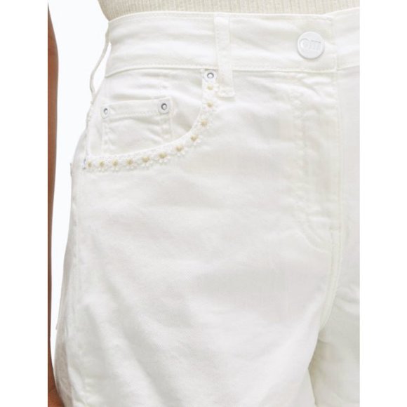 Solid & Striped Daisy Trim High Waisted White Denim Shorts - Picture 5 of 11